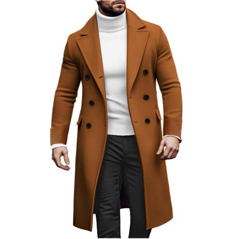 Winter Clothing Types - Herren langer Zweireiher mantel mit Futter