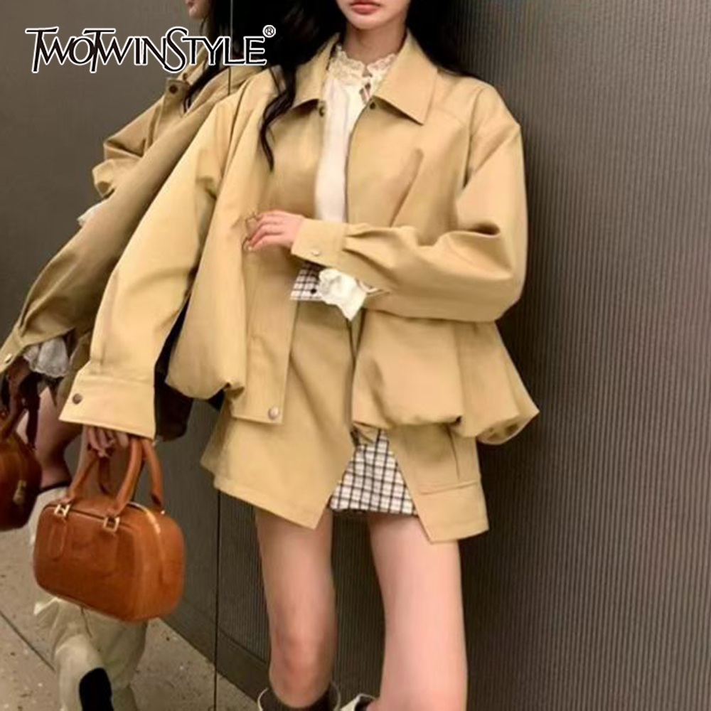 Winter Clothing Online - TWOTWINSTYLE Khakl Gespleißt Tasche Zwei Stück