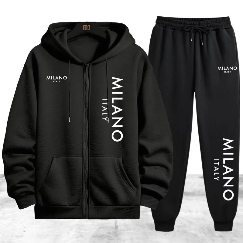 Quality Winter Clothing - Hochwertiger Herren-Trainingsanzug Lässiger Reißverschluss-Kapuzenpullover Mantel Tägliche
