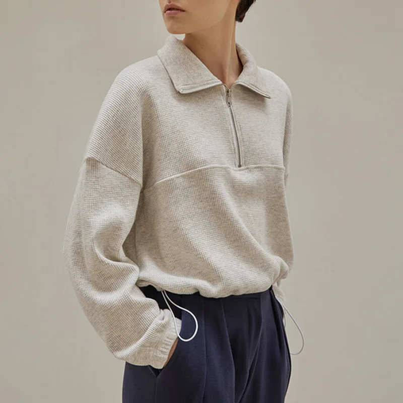 Winter Clothing Aesthetic - Baumwolle Waffel Zip Up Hoodies Gestrickte