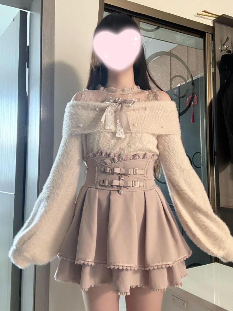 Clothing Style Winter - Japanischer süßer Lolita-Pullover mit schulterfreiem Design