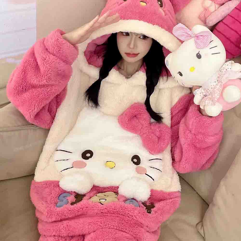 Warm Winter Clothing - Hello Kitties Kuromi Damen Cartoon Langarm