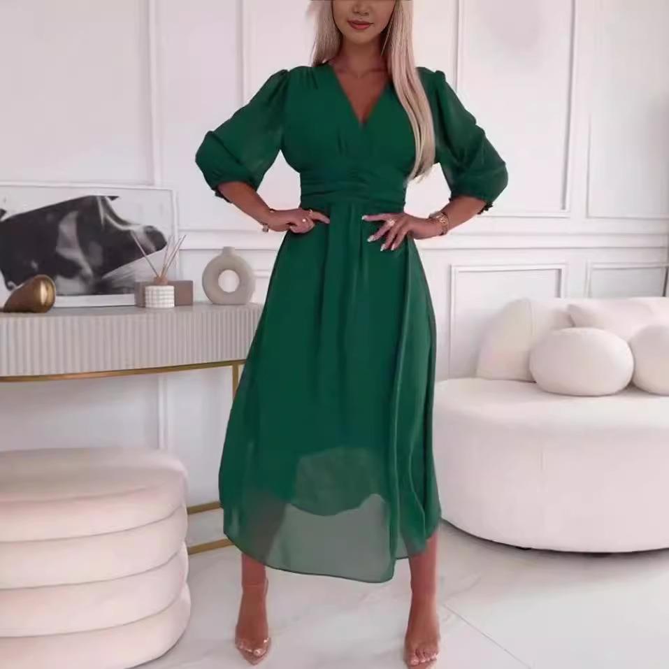 Winter Clothing Types - Figurformendes Taillenbetontes Kleid Damenmode Europäischer Stil