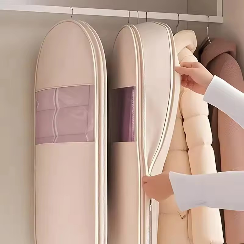 Winter Clothing Types - 3er-Pack Rosa & Beige Hängende Vakuum-Aufbewahrungsbeutel,