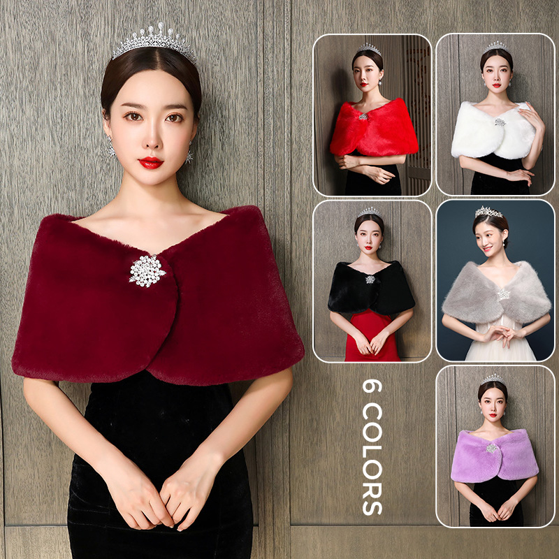 Winter Clothing Stores - Frauen Braut Schal Hochzeit Cape Kunstpelz
