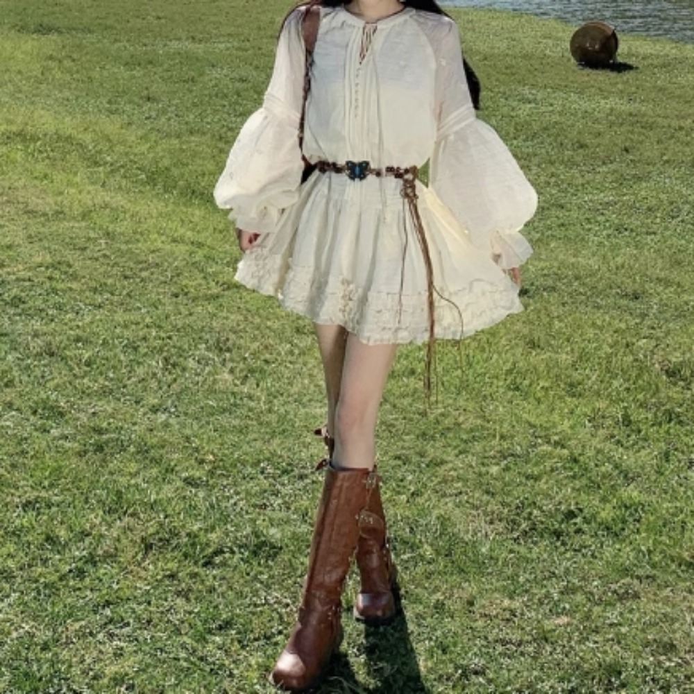 Süße bestickte O-Ausschnitt-Sc – Winter Clothing Dress Up Bewertung und Preis