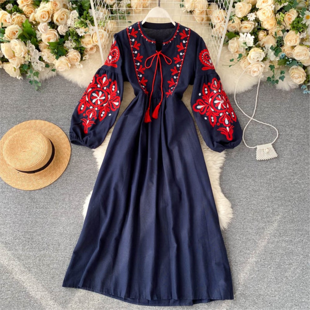 Lose Kleid Gestickte Blumen Te – Winter Clothing Dress Up Bewertung und Preis