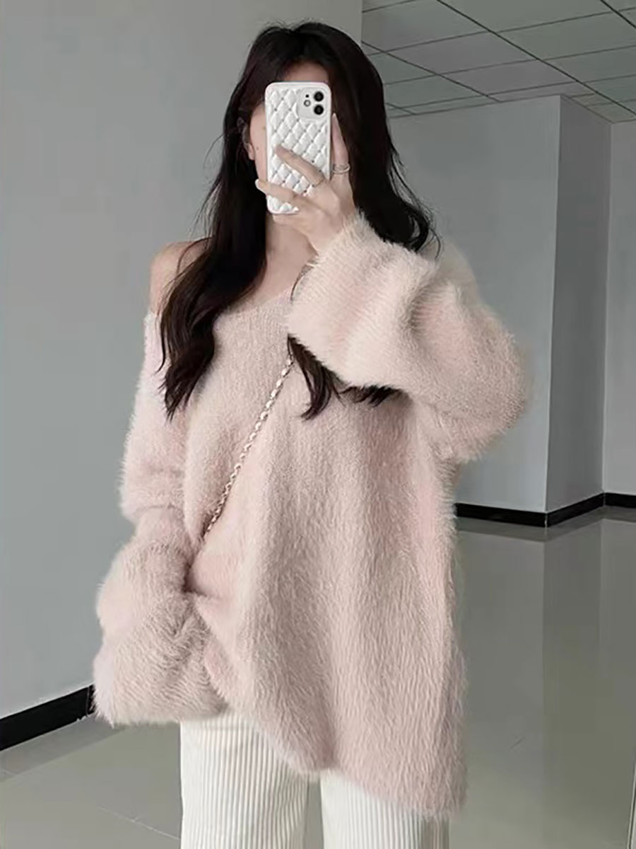 Pullover Frauen Rosa V-ausschn – Winter Clothing Aesthetic Bewertung und Preis